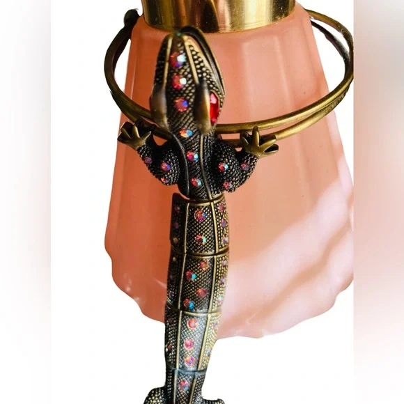 Articulating Bracelet Ring Aurora Borealis Crystals MCM Brass RARE Designer Vtg - Picture 3 of 16